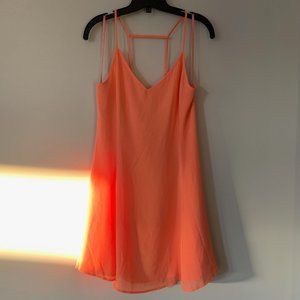NAKED ZEBRA CORAL ORANGE TANGERINE SLIP DRESS